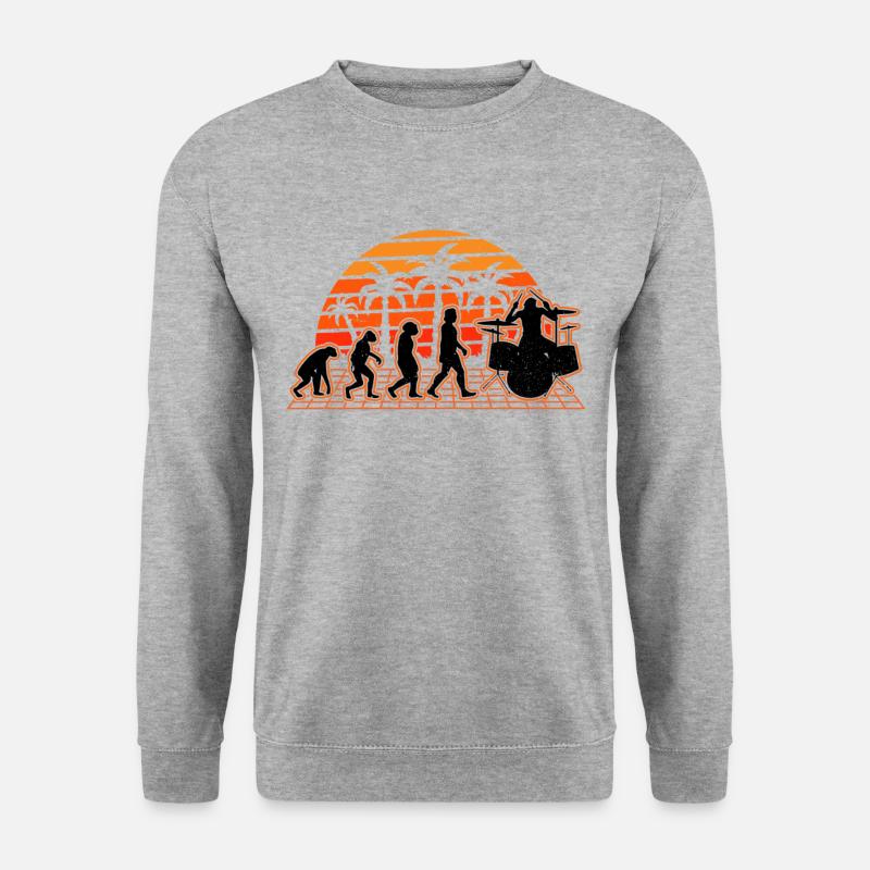 Schlagzeug Evolution Sunset Drummer Schlagzeuger - Unisex Pullover - Weißgrau meliert