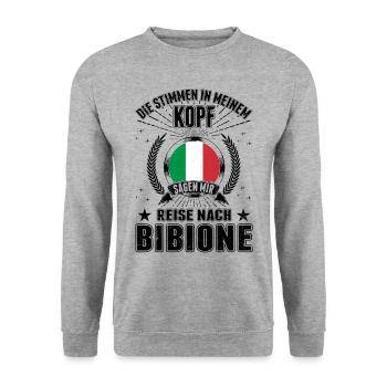 Bibione Stimmen Italien Urlaub Reise Geschenk - Unisex Pullover - Weißgrau meliert - Vorne - Alina (178cm) & Michal (187cm)