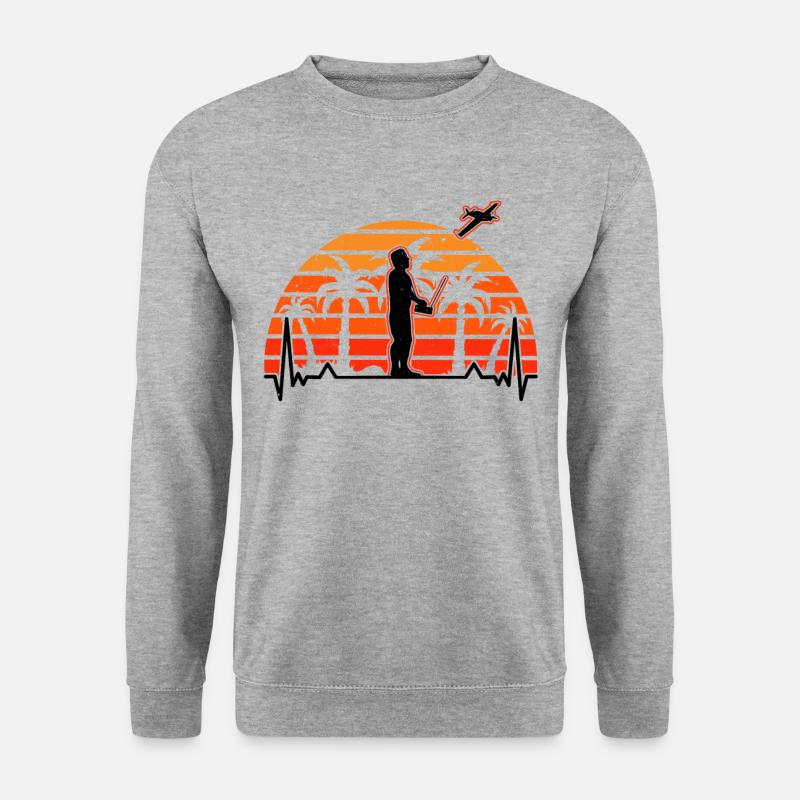 Modellflugzeug Evolution Modellflieger Modellbauer - Unisex Pullover - Weißgrau meliert