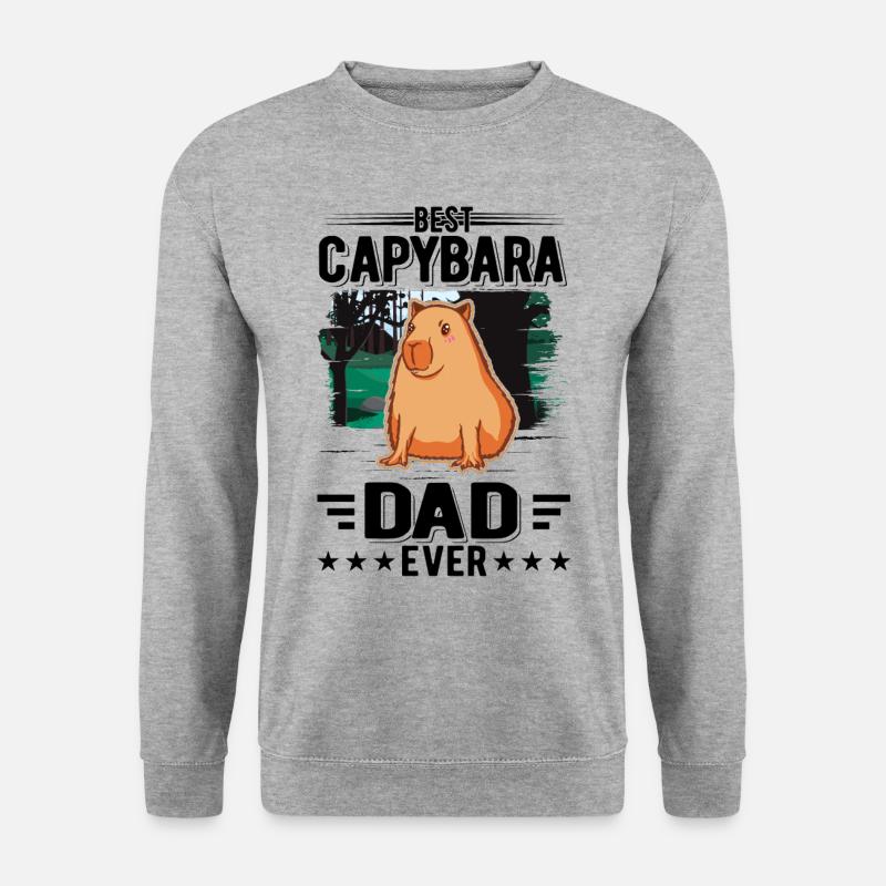 Best Capybara Dad Ever Wasserschwein - Unisex Pullover - Weißgrau meliert