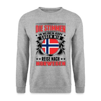 Norwegen Stimmen Urlaub Norway Oslo - Unisex Pullover - Weißgrau meliert - Vorne - Alina (178cm) & Michal (187cm)