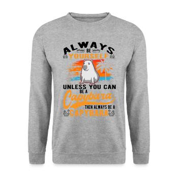 Capybara Wasserschwein Capibara - Unisex Pullover - Weißgrau meliert - Vorne - Alina (178cm) & Michal (187cm)
