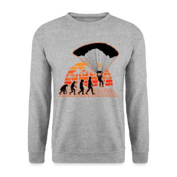 Fallschirmspringer Evolution Sunset Fallmschirm - Unisex Pullover - Weißgrau meliert - Vorne - Alina (178cm) & Michal (187cm)