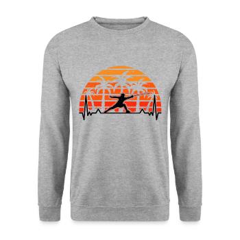 Fechten Herzschlag Fechter Fechtsport Sportfechter - Unisex Pullover - Weißgrau meliert - Vorne - Alina (178cm) & Michal (187cm)