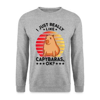 I just really like Capybaras capybara - Unisex Sweatshirt - salt & pepper - Front - Alina (178cm) & Michal (187cm)