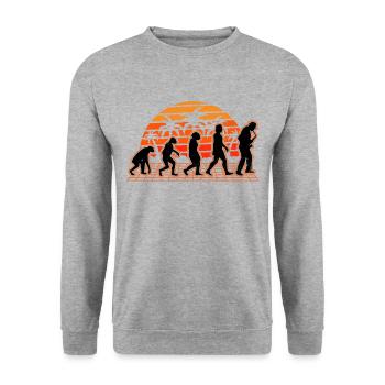 Saxophone Evolution Sunset Saxophoniste - Sweat-shirt Unisexe - gris chiné - Devant - Alina (178cm) & Michal (187cm)