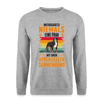 Appenzeller Sennenhund Frau Schweizer Hund - Unisex Pullover - Weißgrau meliert - Vorne - Alina (178cm) & Michal (187cm)