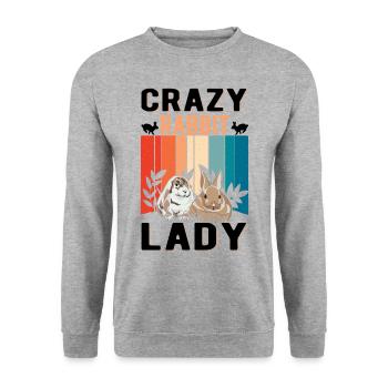 Crazy Rabbit lady Häschen Hase Kaninchen - Unisex Pullover - Weißgrau meliert - Vorne - Alina (178cm) & Michal (187cm)