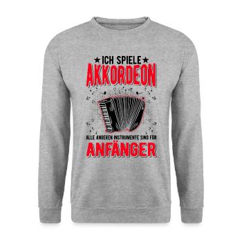 Akkordeon Ziehharmonika Akkordeonist - Unisex Pullover - Weißgrau meliert - Vorne - Alina (178cm) & Michal (187cm)