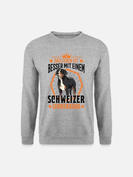 Schweizer Sennenhund Leben Schweizer Hund - Unisex Pullover - Weißgrau meliert