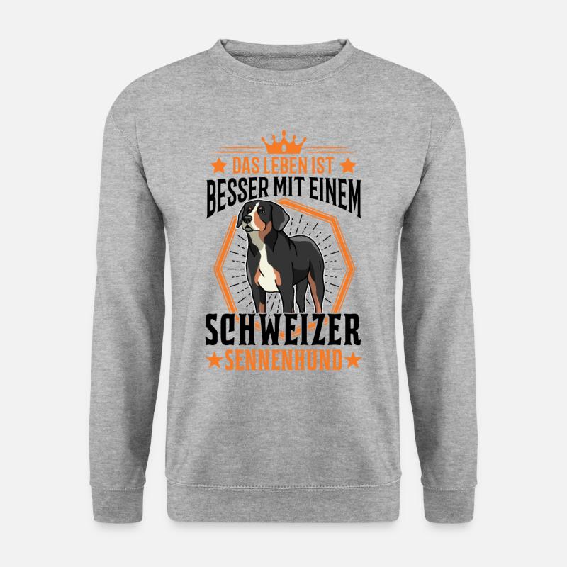 Schweizer Sennenhund Leben Schweizer Hund - Unisex Pullover - Weißgrau meliert