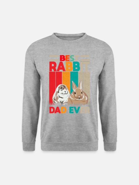 Best Rabbit Dad Ever Kaninchen Häschen Hase - Unisex Pullover - Weißgrau meliert