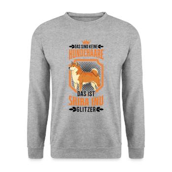 Shiba Inu Glitzer - Unisex Pullover - Weißgrau meliert - Vorne - Alina (178cm) & Michal (187cm)