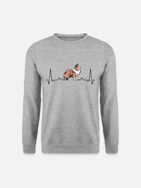 Sheltie Herzschlag Hütehund Shetland Sheepdog - Unisex Pullover - Weißgrau meliert