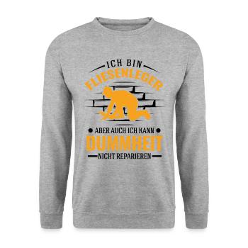 Fliesenleger Mosaikleger Plattenleger - Unisex Pullover - Weißgrau meliert - Vorne - Alina (178cm) & Michal (187cm)