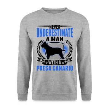 Presa Canario Mann Dogo Canario - Unisex Pullover - Weißgrau meliert - Vorne - Alina (178cm) & Michal (187cm)