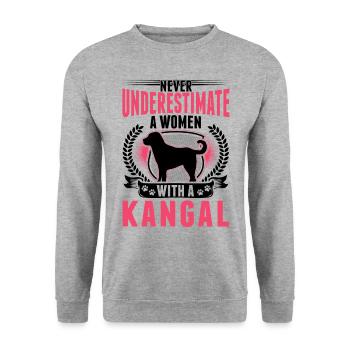 Kangal Frau Anatolischer Hirtenhund Kangal - Unisex Pullover - Weißgrau meliert - Vorne - Alina (178cm) & Michal (187cm)