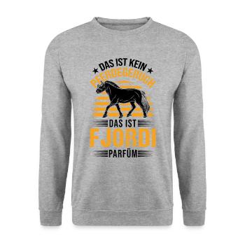 Fjordpferd Parfüm Norweger Pferd Fjordi - Unisex Pullover - Weißgrau meliert - Vorne - Alina (178cm) & Michal (187cm)