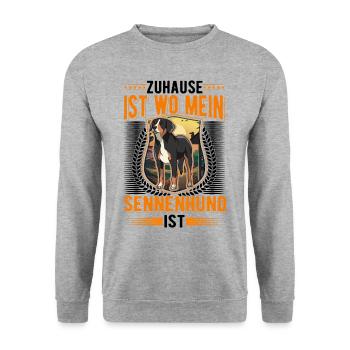 Großer Schweizer Sennenhund Personal - Unisex Pullover - Weißgrau meliert - Vorne - Alina (178cm) & Michal (187cm)