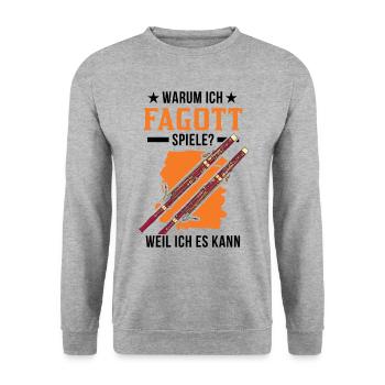Warum ich Fagott spiele? Weil ich es kann - Unisex Pullover - Weißgrau meliert - Vorne - Alina (178cm) & Michal (187cm)