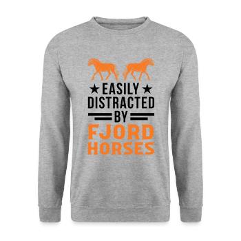 Easily distracted by Fjord Horses Fjord Horse - Unisex Sweatshirt - salt & pepper - Front - Alina (178cm) & Michal (187cm)