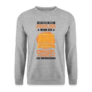 Orgel Improvisieren Pfeifenorgel Organist - Unisex Pullover - Weißgrau meliert - Vorne - Alina (178cm) & Michal (187cm)
