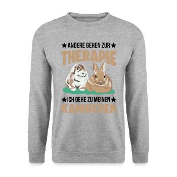Kaninchen Therapie Häschen Hase Kaninchen - Unisex Pullover - Weißgrau meliert - Vorne - Alina (178cm) & Michal (187cm)