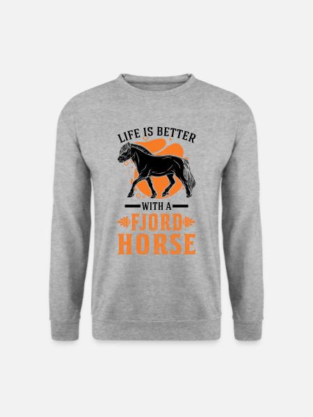 Life is better with a Fjord Horse Fjordpferd - Unisex Pullover - Weißgrau meliert
