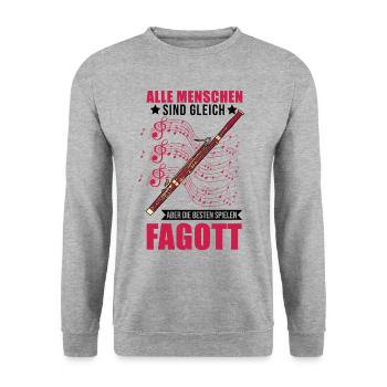 Fagott Fagottist Fagottspieler - Unisex Pullover - Weißgrau meliert - Vorne - Alina (178cm) & Michal (187cm)