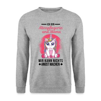 Altenpflegerin und Mama Altenheim - Unisex Pullover - Weißgrau meliert - Vorne - Alina (178cm) & Michal (187cm)
