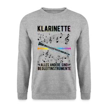 Klarinette Alles andere sind Begleitinstrumente - Unisex Pullover - Weißgrau meliert - Vorne - Alina (178cm) & Michal (187cm)