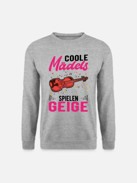 Coole Mädels spielen Geige Violine Geige - Unisex Pullover - Weißgrau meliert