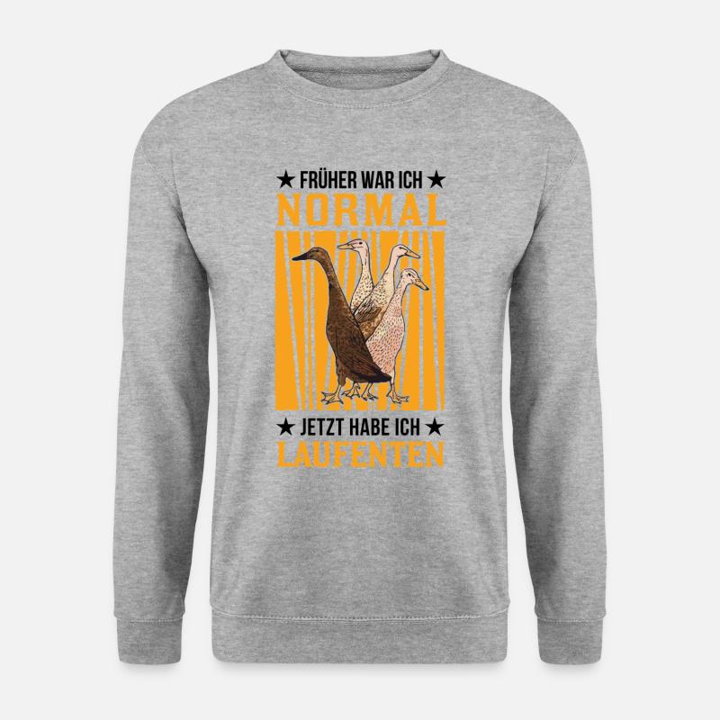 Früher war ich normal Jetzt habe ich Laufenten - Unisex Pullover - Weißgrau meliert