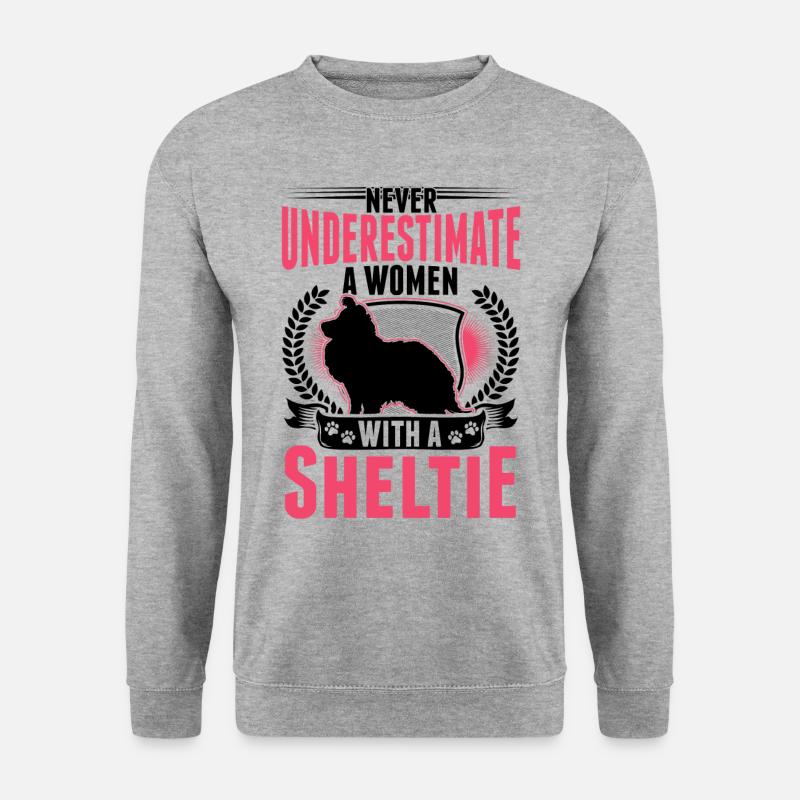 Sheltie Frau Shetland Sheepdog - Unisex Pullover - Weißgrau meliert