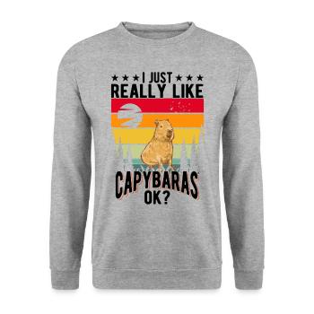 I just really like Capybaras capybara - Unisex Sweatshirt - salt & pepper - Front - Alina (178cm) & Michal (187cm)