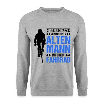 Fahrrad Alter Mann Radfahrer BMX Radsportler - Unisex Pullover - Weißgrau meliert - Vorne - Alina (178cm) & Michal (187cm)
