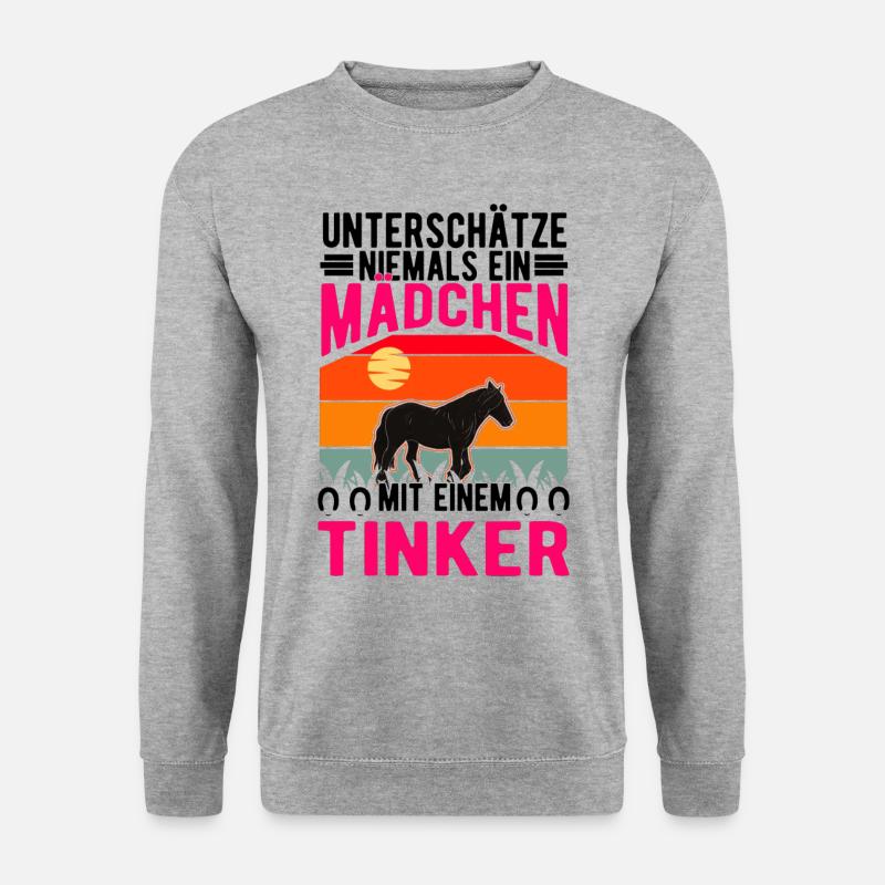 Irish Tinker Pferd Mädchen Tinkerpferd - Unisex Pullover - Weißgrau meliert