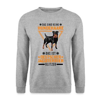 Deutscher Jagdterrier Glitzer - Unisex Pullover - Weißgrau meliert - Vorne - Alina (178cm) & Michal (187cm)