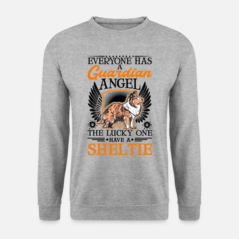 Sheltie Schutzengel Shetland Sheepdog - Unisex Pullover - Weißgrau meliert
