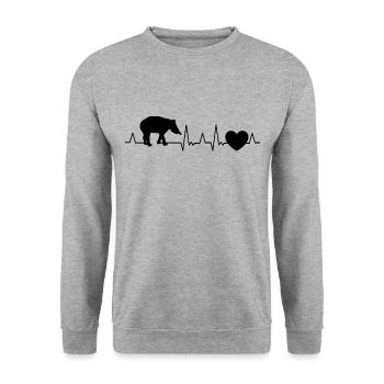 Tapir Herzschlag - Unisex Pullover - Weißgrau meliert - Vorne - Alina (178cm) & Michal (187cm)
