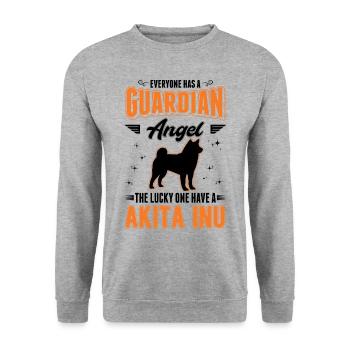 Akita Inu Guardian Angel - Unisex Pullover - Weißgrau meliert - Vorne - Alina (178cm) & Michal (187cm)
