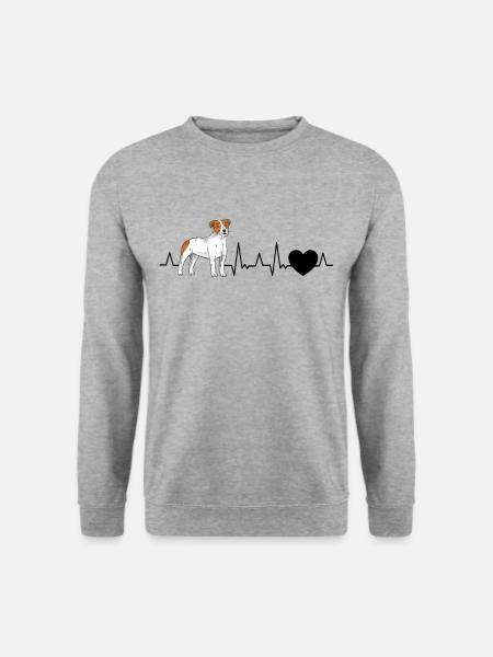 Jack Russell Terrier Herzschlag Parson Russell - Unisex Pullover - Weißgrau meliert