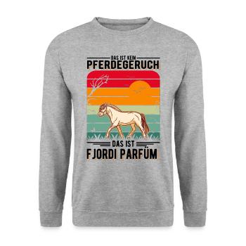 Fjordi Parfüm Fjordpferd Fjord Horse - Unisex Pullover - Weißgrau meliert - Vorne - Alina (178cm) & Michal (187cm)