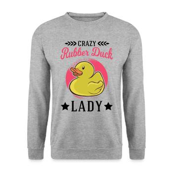 Crazy Rubber Duck Lady Gummiente - Unisex Sweatshirt - salt & pepper - Front - Alina (178cm) & Michal (187cm)