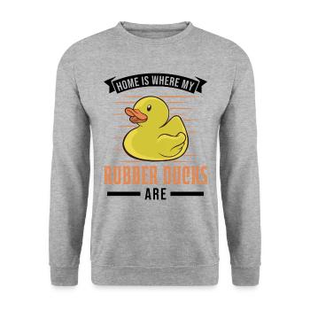 Home is where my Rubber ducks are Rubber Duck - Unisex Sweatshirt - salt & pepper - Front - Alina (178cm) & Michal (187cm)