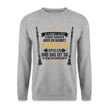 Klarinette Glück Klarinettist - Unisex Pullover - Weißgrau meliert - Vorne - Alina (178cm) & Michal (187cm)