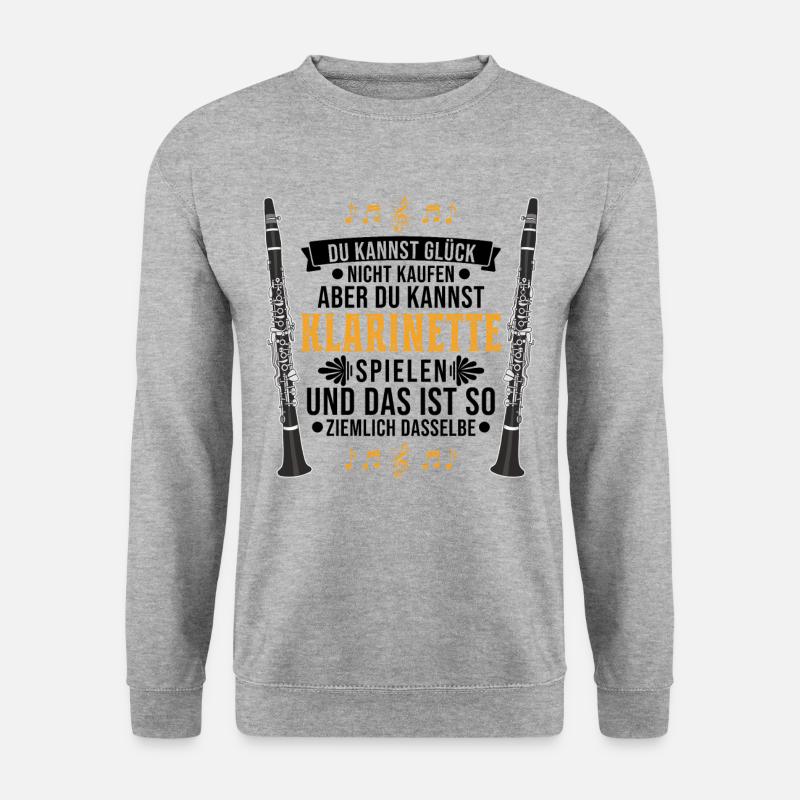 Klarinette Glück Klarinettist - Unisex Pullover - Weißgrau meliert