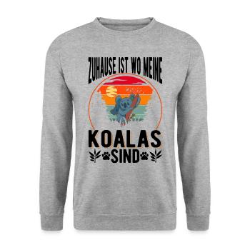 Zuhause ist wo meine Koalas sind - Unisex Pullover - Weißgrau meliert - Vorne - Alina (178cm) & Michal (187cm)