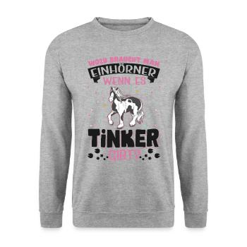 Irish Tinker Pferd Einhorn - Unisex Pullover - Weißgrau meliert - Vorne - Alina (178cm) & Michal (187cm)