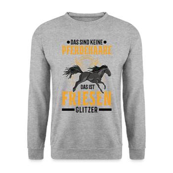 Friesen Pferd Glitzer Friesenpferd - Unisex Pullover - Weißgrau meliert - Vorne - Alina (178cm) & Michal (187cm)